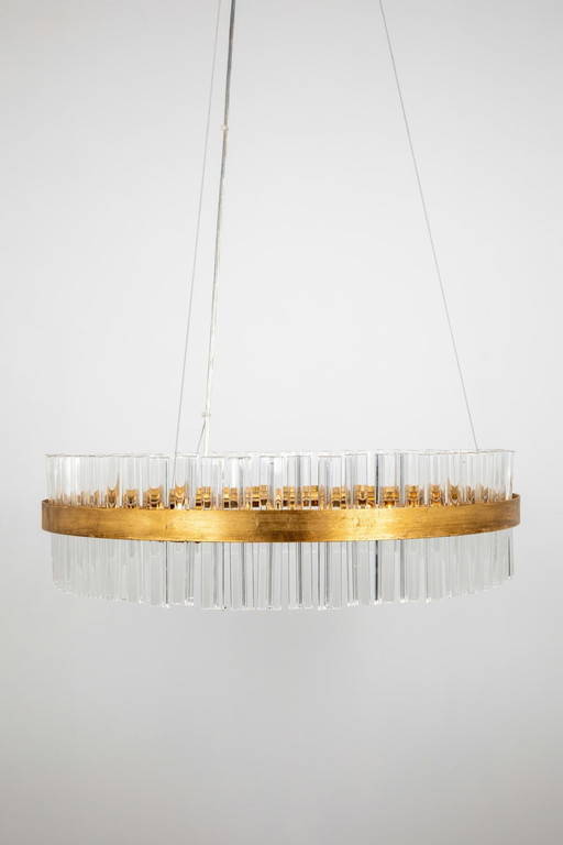 Grote Ronde Hanglamp Glas Met Goud