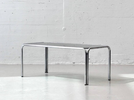 Image 1 of Couchtisch aus Chromstahl und Rauchglas, 1970er Jahre