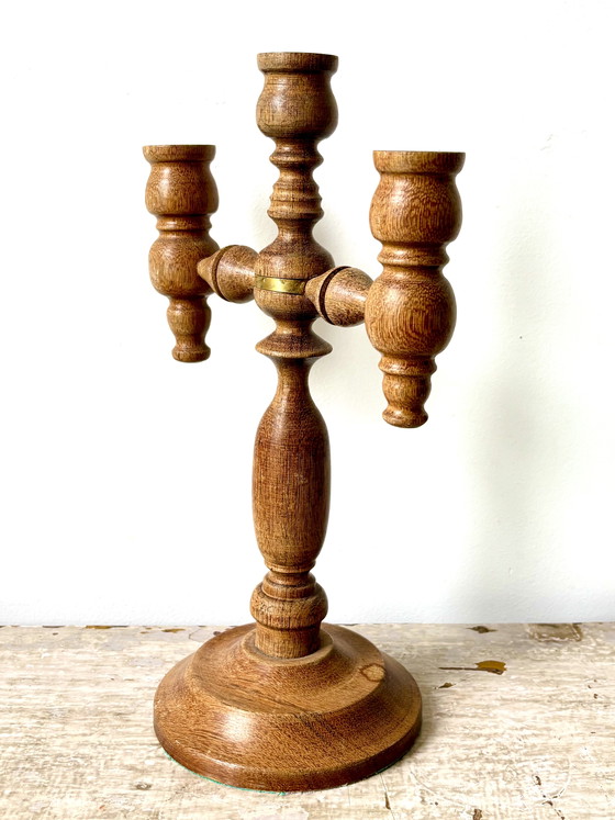 Portacandele Scandinavo Vintage in Legno, Svezia 1960 – Vintage Scandinavië, Wood, Brass (photo 8 of 8)