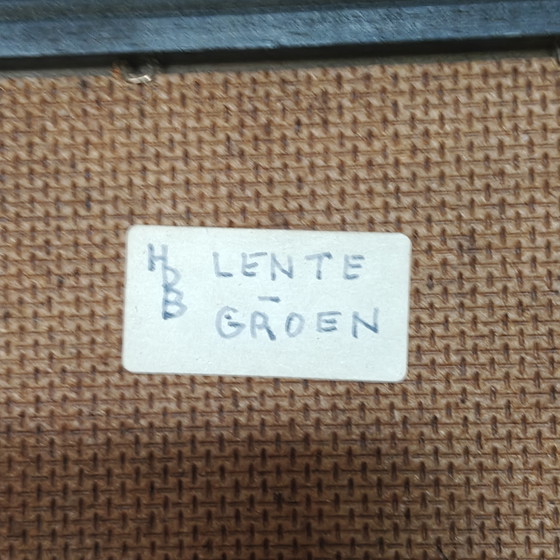 Image 1 of Vintage Impressionist Oil Painting "Lente – Groen" – Framed Landscape – Signed Monogram – 52 × 41 cm