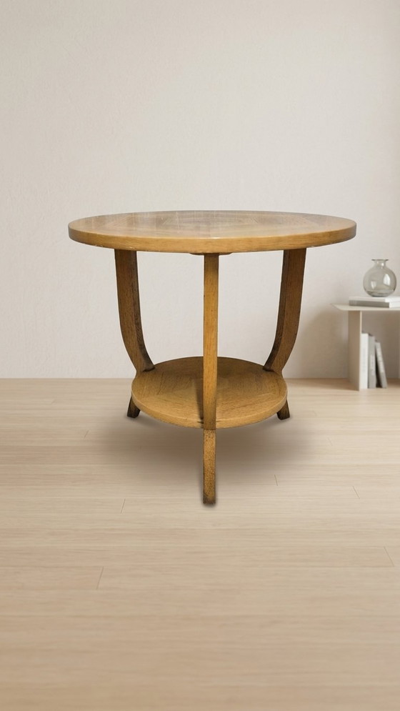 Vintage Round Wooden Coffee Table with Lower Shelf, 20th Century, 52 × 58 cm, Brown (photo 6 of 12)