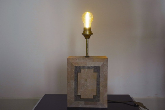 Image 1 of Vintage Marble Table Lamp Italian Art Deco Stone Lamp Geometric Marble Lighting Mid Century Modern Accent Lamp