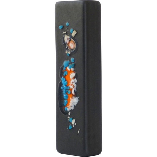 Vase vintage en céramique noire de Denise Orlando, 1950