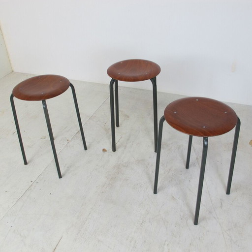 Set of 3 vintage Industrial Stools from Marko, 1950s