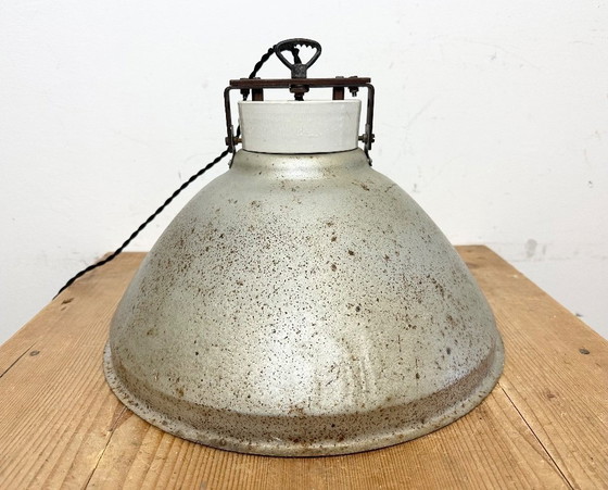 Image 1 of Grey Metal Industrial Factory Hanging Lamp, 1960s