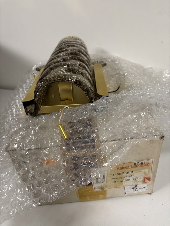 Image 1 of ¡Nuevo en caja! Juego de 2 lámparas de pared Kaiser Leuchten (modelo 11-1560-2111), cristal de Murano texturizado.