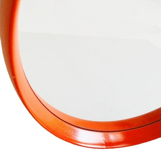 Image 1 of Mid-century space age spiegel oranje hout O.W. Hack 1960's