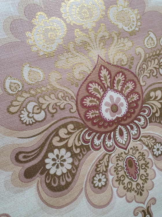 Image 1 of 7771 Old Pink Vintage Baroque Wallpaper With Gold