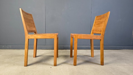 Vintage teakhouten eetkamerstoelen, set van 6 - jaren 80