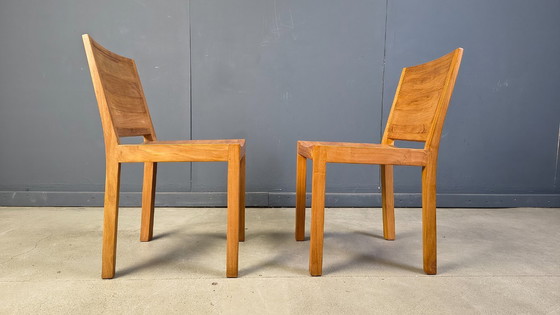 Image 1 of Vintage teakhouten eetkamerstoelen, set van 6 - jaren 80