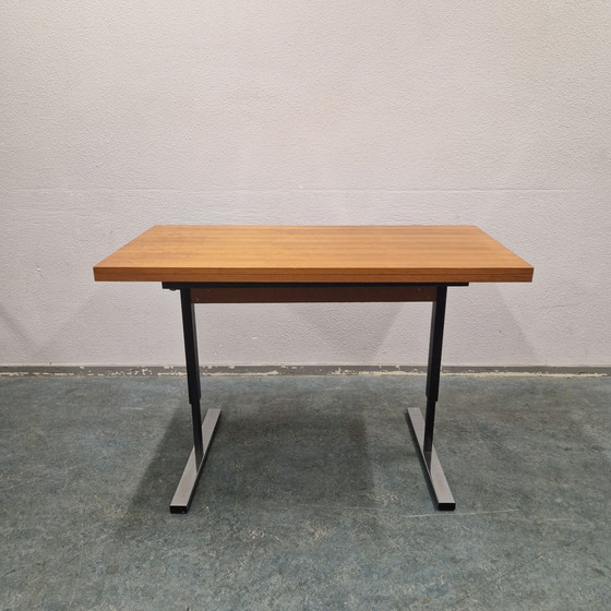 Image 1 of Vintage vierkante eettafel bureau en salontafel in 1 stuk !!!