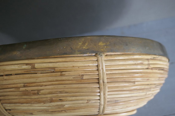 Image 1 of Ciotola/cestino vintage in rattan Gabriella Crespi ovale