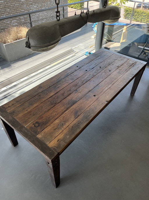 Tavolo industriale per la casa – eettafels, Metal, Wood