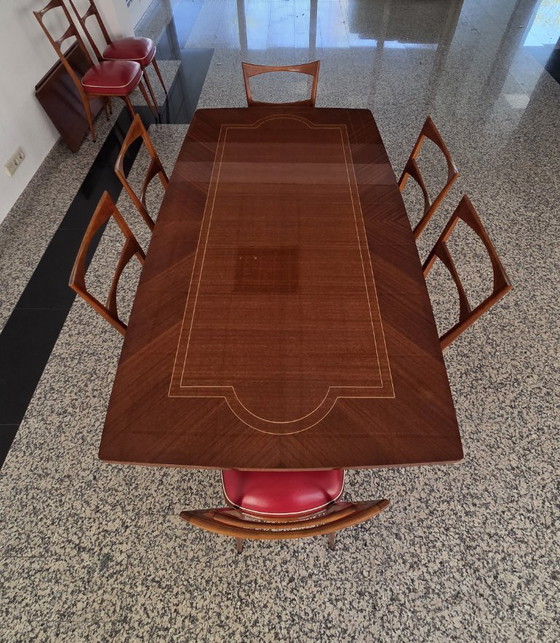 Image 1 of Complete vintage Mid-century Modern dining set with sideboard, table, and 8 chairs