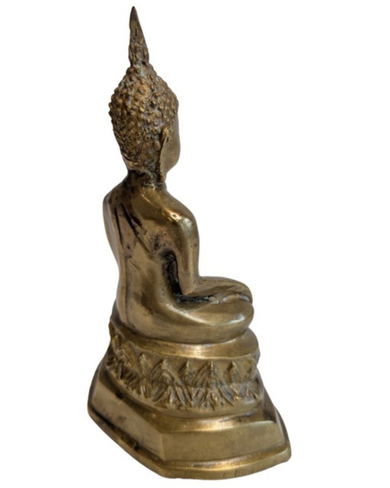 Buddha thailandese antico in bronzo dorato nella posizione Bhumisparsha Mudra – 097 – Sculture, Bronze, Gold (photo 4 of 9)