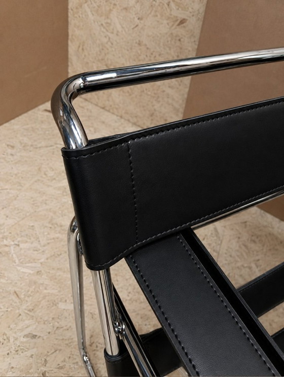 KNOLL Int. 2 Poltrone B3 WASSILY (NUOVE) acciaio inox e cuoio NERO, Pelle (foto 7 di 22)