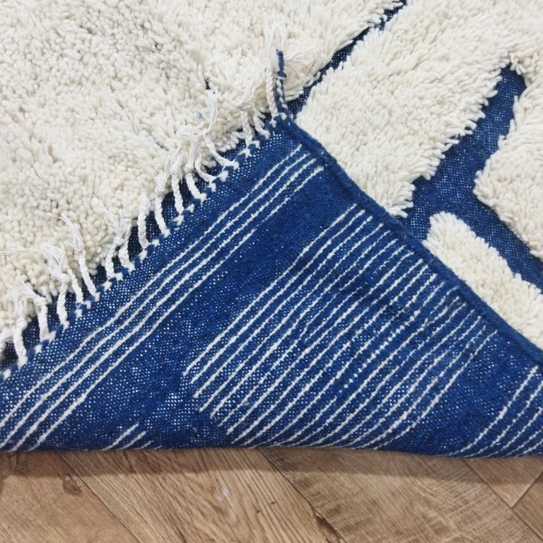 毛布イタリア⚓️ZAMBAITICOPERTIFICIO ITALYロイヤルブルー Authentic Moroccan Berber Wool Rug 283 x 188 cm / Authentiek