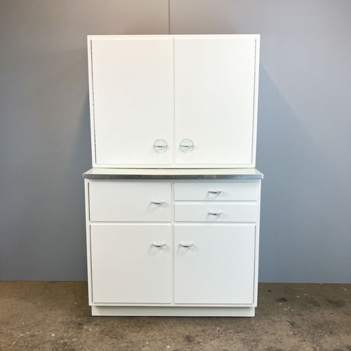 Kitchen cabinets with blue-grey mottled formica top, Poggenpohl, 1950s