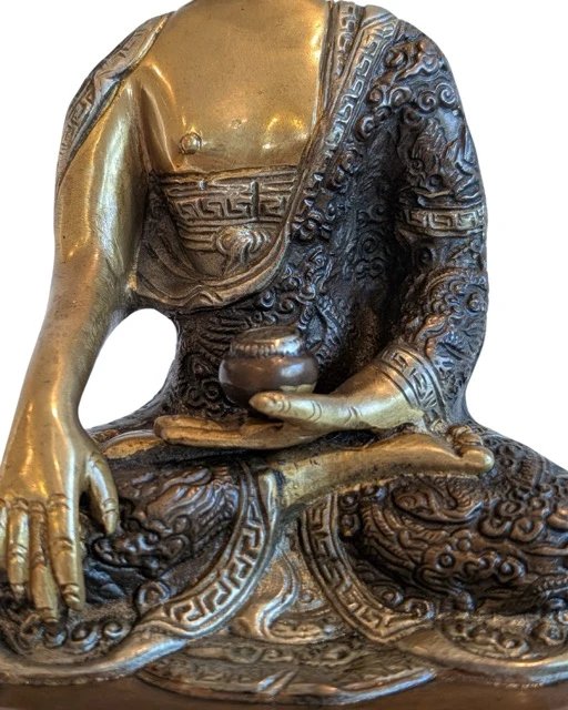 Shakyamuni nepalí de bronce dorado al fuego, circa 1850–1900 – Esculturas, Bronze (photo 9 of 11)