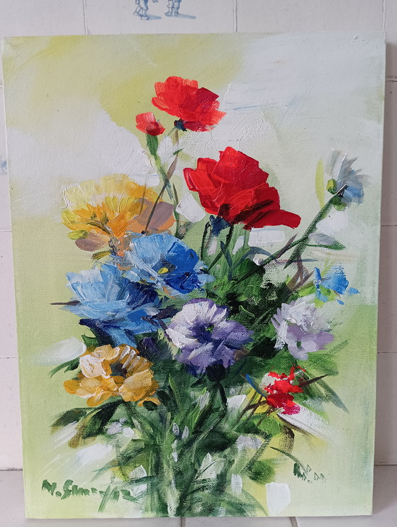 Image 1 of Oil painting flowers Mario Smeraglia
