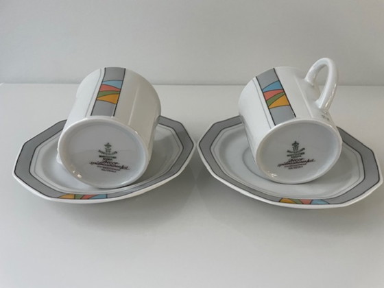 Image 1 of 5x Vintage Memphis-style cups and saucers