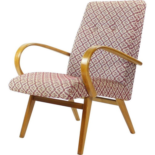 Poltrona vintage con braccioli in legno liscio di Ton, Repubblica Ceca, anni '60