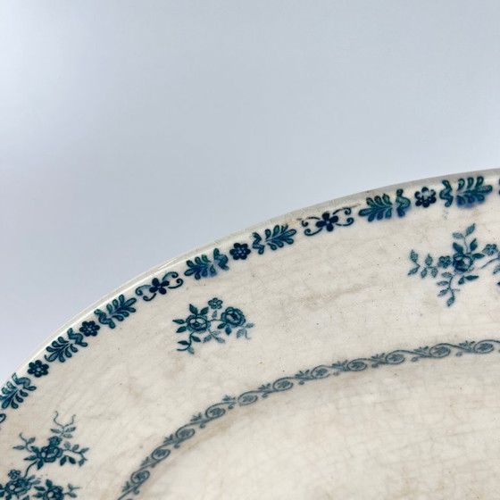 Image 1 of Ovaal gepatineerd schaaltje "Thermidor" Blauw/groen ijzer aarde, eind 19e eeuw