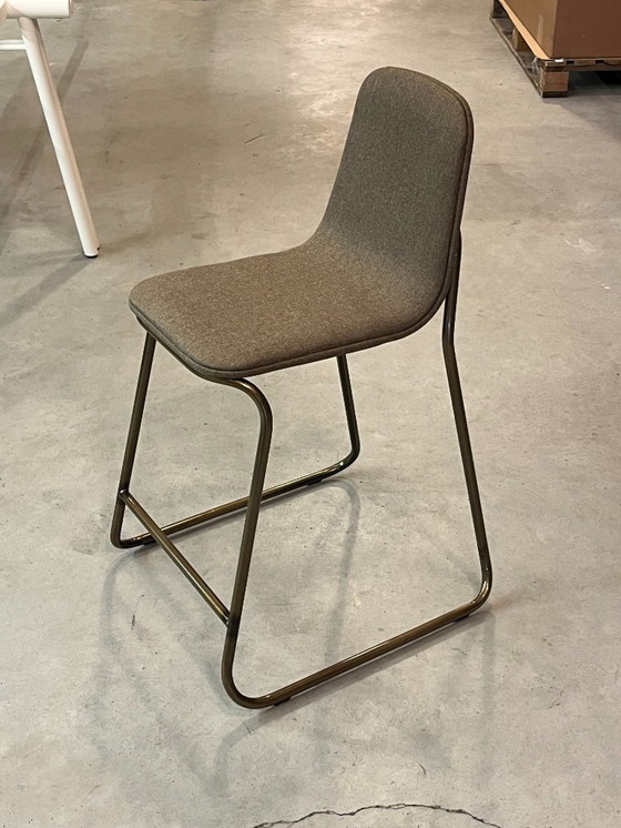 Image 1 of 2x Counter bar stool in bronze color upholstered brand Bogaerts