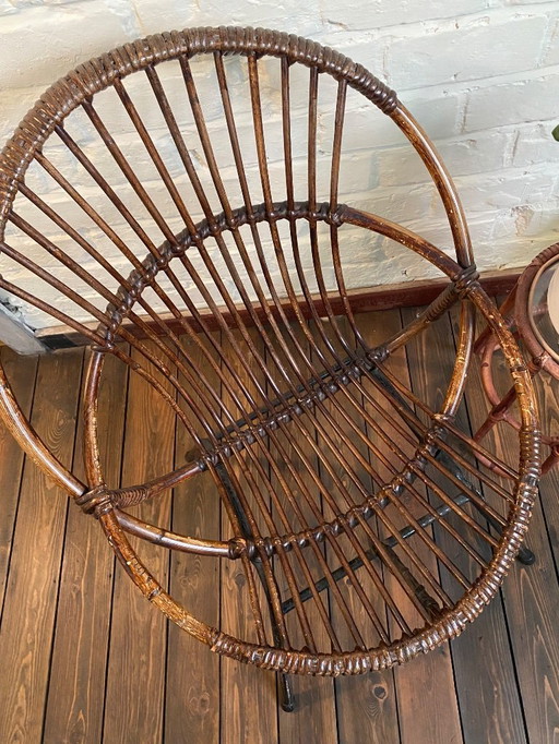 fauteuil vintage en rotin