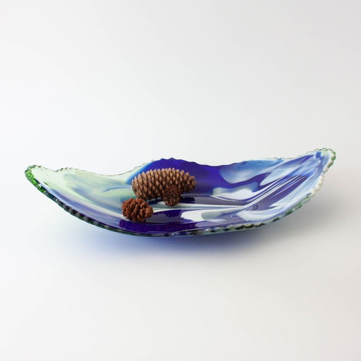 Vintage Glasschale im Blattdesign aus Marinha Grande, 1960er Jahre