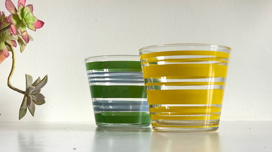 Image 1 of Pair of vintage screen-printed glass planters