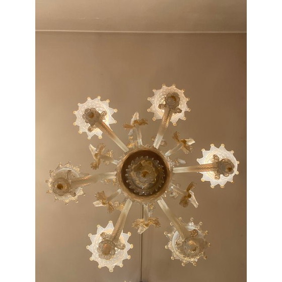 Image 1 of 1970S Italian Style Murano Glass Seta Color And Gold Chandelier