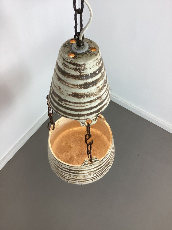 Image 1 of Lampada vintage in ceramica anni Settanta con vaso di fiori sottostante