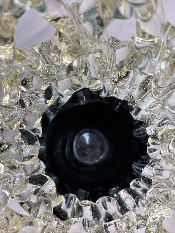 Image 1 of Lattice Web Art Glass Vase with Lime Design Murano Style