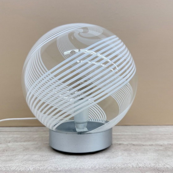 Image 1 of Lámpara de mesa de cristal con diseño en espiral de mediados de siglo, década de 1970, Italia