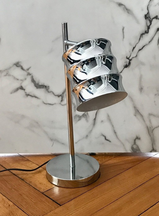 Chromed metal lantern lamp