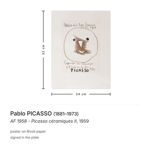 Pablo PICASSO AF 1958 - Picasso céramiques II poster 1959