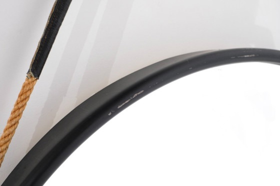 Image 1 of Vintage ronde stalen spiegel, Italië, jaren 70.