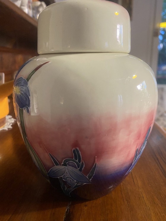 Image 1 of Old Tupton Ware Ginger Jar - Hand-Painted Blue Iris Design