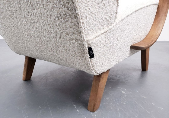 Image 1 of Set Of Two 1930 Jindrich Halabala Bentwood Armchairs In Premium Ivory Boucle