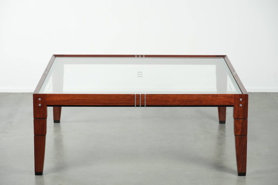 Image 1 of Vierkante Art Deco design salontafel van Schuitema uit de Decoforma serie met een glazen blad