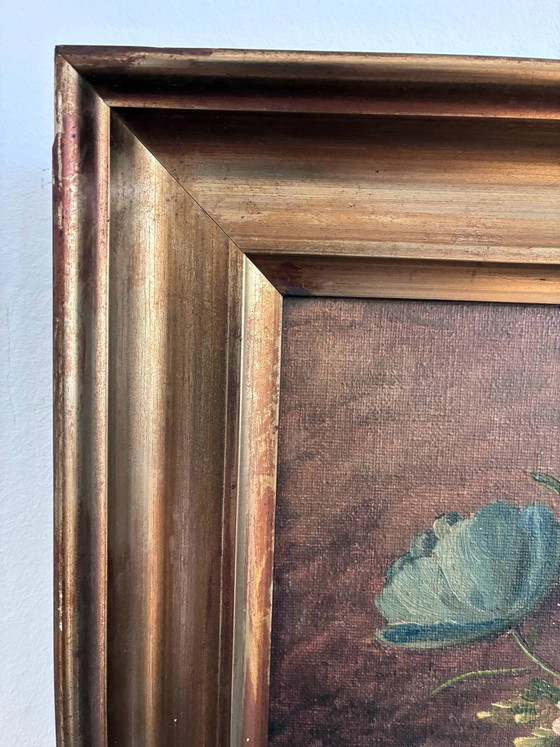 Image 1 of Vintage original floral oil painting, signed flower art