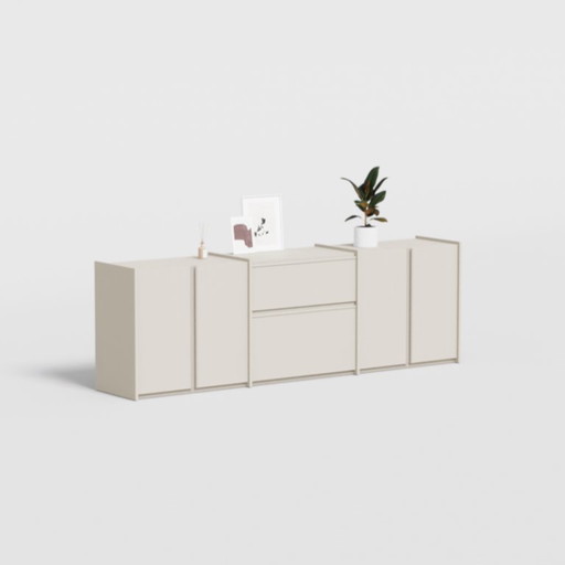 Tylko Kommode in Creme mit Türen und Schubladen