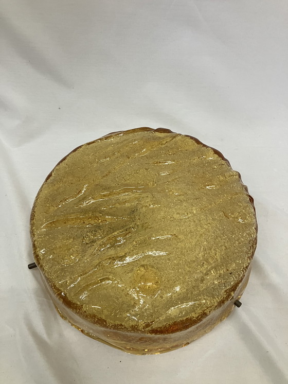 Image 1 of Lampada da soffitto o da parete in vetro ambrato vintage