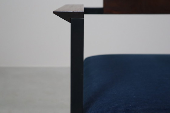 Image 1 of  Pair of Postmodern armchairs in steel and mahogany, 1970s