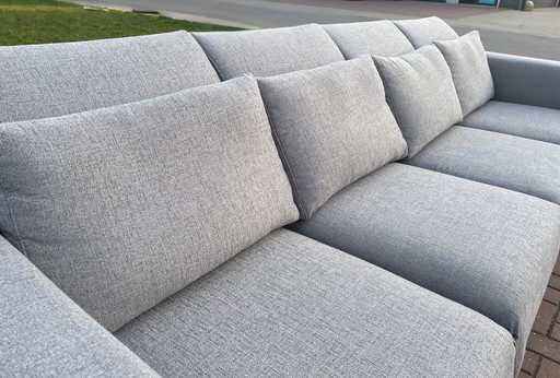 Montel Grey 4-Seater Fabric Sofa