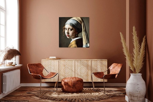 Cadre Sur Toile "La jeune fille à la perle" Johannes Vermeer / Décoration Murale (60 x 60 cm)