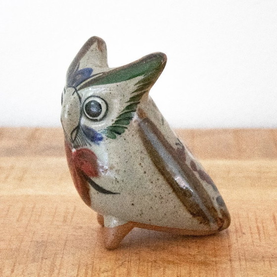 Image 1 of Figurine de hibou en céramique Tonala : Art populaire mexicain vintage