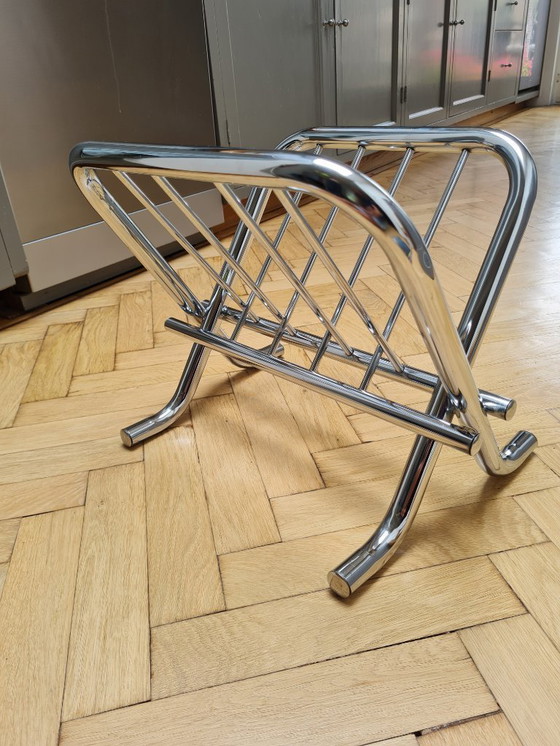 Image 1 of Chrome magazine rack, Zack Design, 1980s