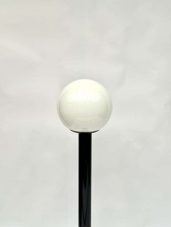 Image 1 of Black Woja Holland Space Age Floor Lamp with Opaline Globe – 1970s 80s Vintage
